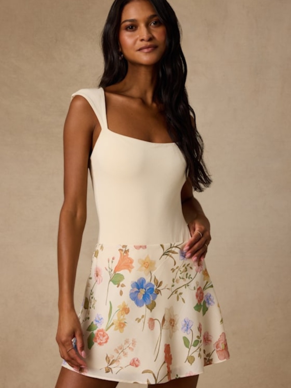 Lulus Solenne Cream Multi Floral High-rise Mini Skirt White - Size M